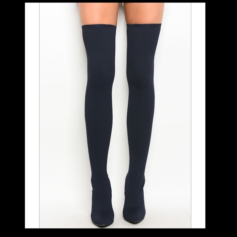 Navy Thigh High Boots